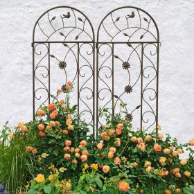 2 Pack Metal Garden Trellis 86.7" x 19.7" Rustproof Trellis for Climbing Plants Outdoor Flower Support Brown