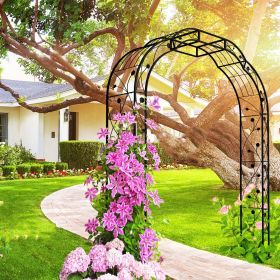 Metal Garden Arch W74.4'' x H98.4'' Garden Arbor Trellis Climbing Plants Support Rose Arch Outdoor Arch Black