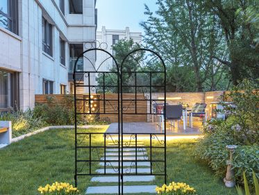 1Set (2pcs) Metal Garden Trellis for Climbing Plants Outdoor Rustproof Plant Support-Black (Color: as Pic)