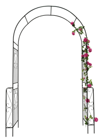Metal Garden Arch W55'' x H94.5'' Garden Arbor Trellis Climbing Plants Support Rose Arch Outdoor Arch Black (Color: as Pic)